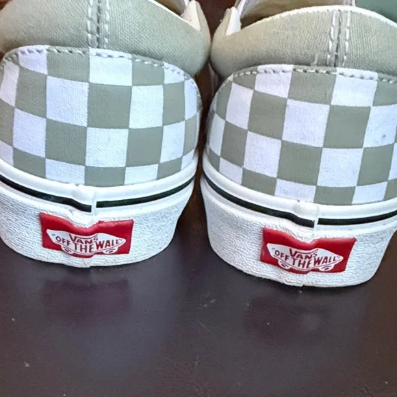 Vans Mint Green and White Checkered Slip-Ons - Picture 4 of 4